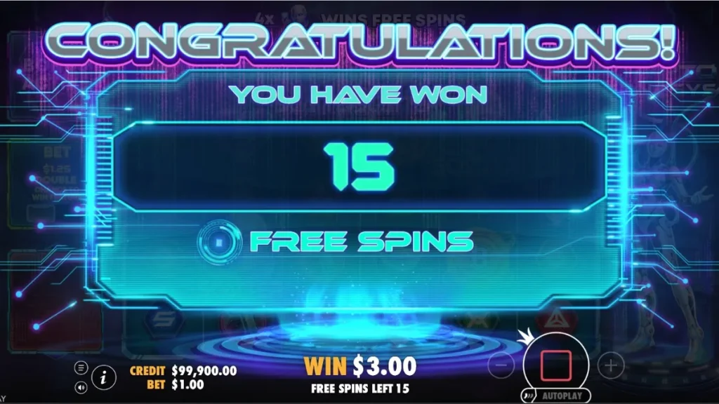 Cena futurista do slot Crypto Genesys com símbolos de criptomoedas e luzes neon.